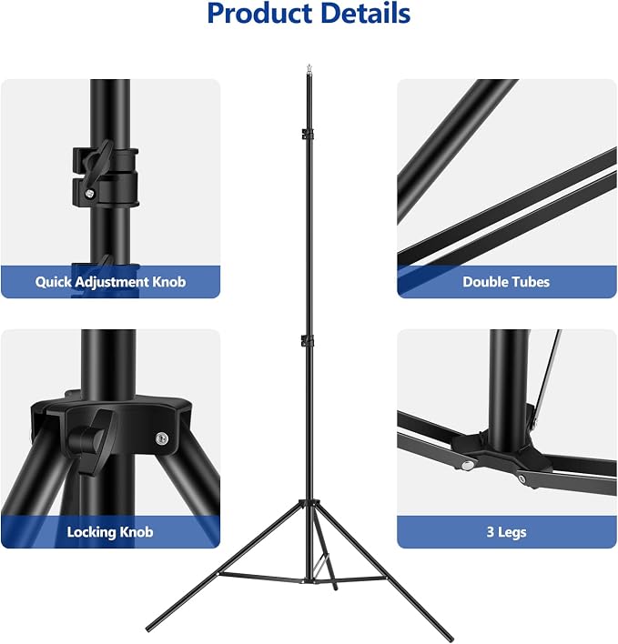 Neewer T-Shaped Background Backdrop Support Stand Kit, 8.5ft/2.6m Tall Adjustable Tripod Stand and 5ft/1.5m Wide Crossbars with 6 Spring Clamps and 1 Carrying Bag for Studio Photo Video Photography