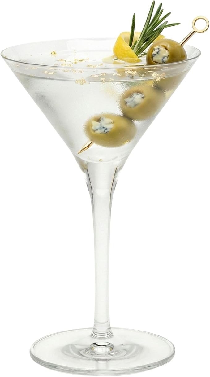 Restaurantware Voglia Nude 7.75 Ounce Martini Glasses Set Of 6 Crystal Martini Glasses - Laser-Cut Rim Dishwasher-Safe Glassware Fine-Blown Crystal Cocktail Glasses Serve Manhattans or Cosmos