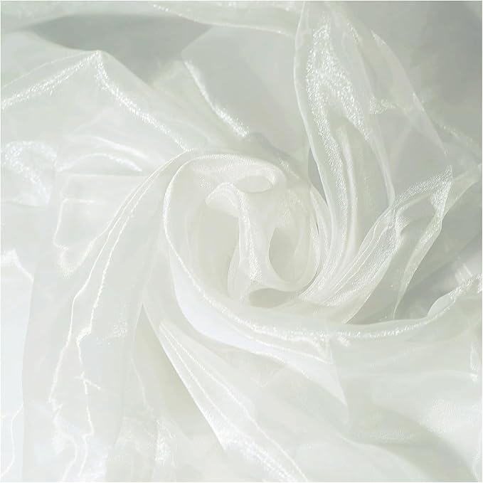 MDS Pack of 45 Yard Sheer Organza Fabric for Wedding Party Home Event Banquet Decorations, Backdrop Curtain Craft Dress Sewing Fashion DIY Crystal Organza Tulle Fabric Bolt 44” Wide - Ivory