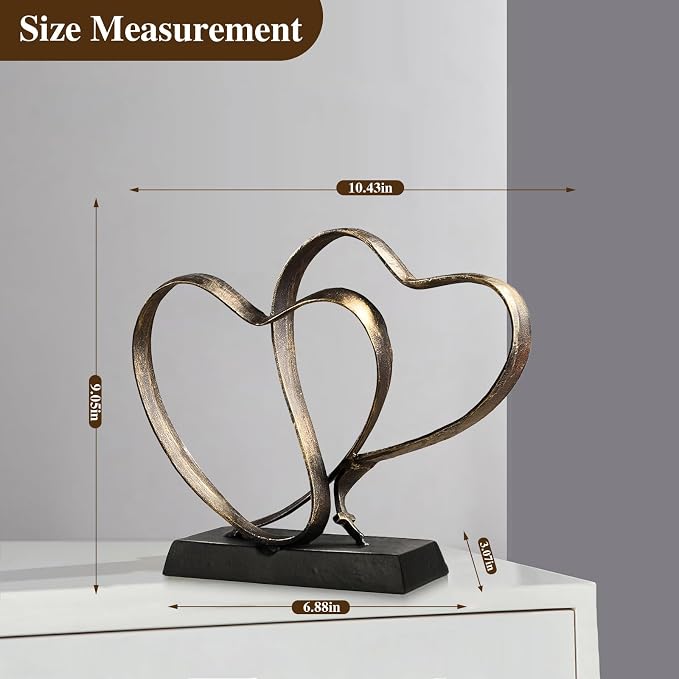 Anniversary Wedding Gifts for Couple Her Iron Heart Sculpture | Religion Decor 1st to 60th Valentines Day Gift for Wife Husband Includes Present Box and Poem Card
