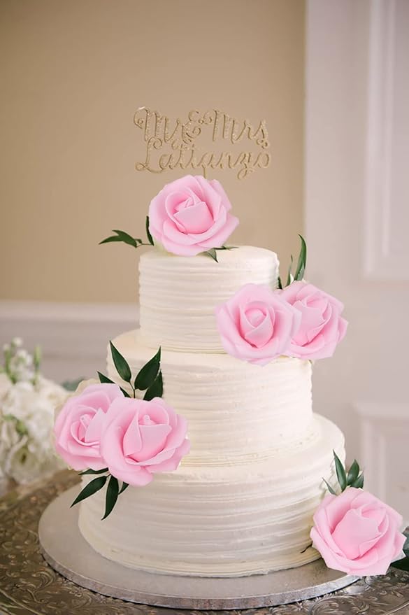 200Pcs Light Pink Artificial Rose Flower Heads,INSUNSIX 1.97in Foam Roses Stemless Flowers for DIY Crafts Weddings Bouquets Party Decoration(Light Pink)