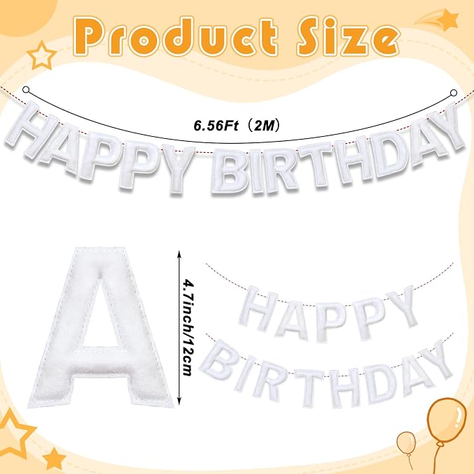 Mindsoft Felt Happy Birthday Garland Rainbow Banner Reusable Happy Birthday Sign Party Supply for Party Decor(White Color,Normal)