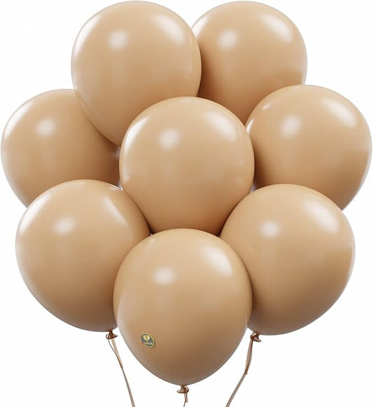 AFTERLOON® Biodegradable Balloons Beige 12 Inch 100 Pack, Matte Color Thickened Extra Strong Latex Helium Float, for Baby Shower Gender Reveal Garland Arch Wedding Birthday Party Decorations