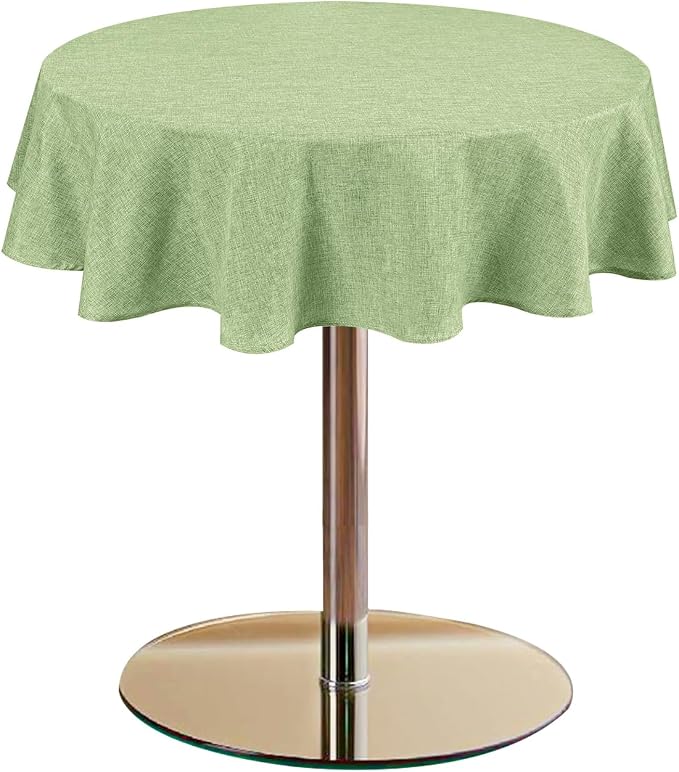 Hiasan Linen Textured Tablecloth 30 Inch Round - Wrinkle and Stain Resistant Washable Farmhouse Table Cover for Dining Kitchen Party Outdoor, Sage Green
