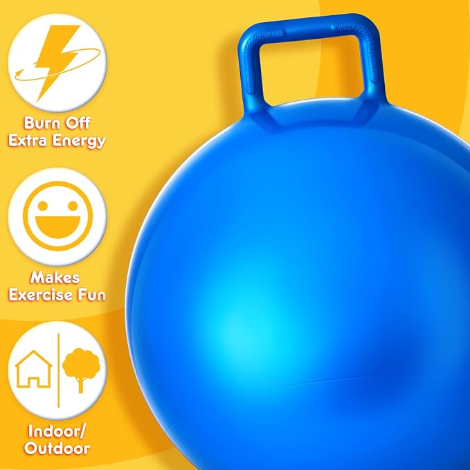 Lewtemi 6 Pcs Hopper Ball 22 Inch 29 Inch Jumping Hopping Inflatable Bouncing Ball with Handle and Air Pump for Indoor Outdoor Games Sport Exercise Fun Easter Basket Stuffers Gifts(Rainbow Colors)