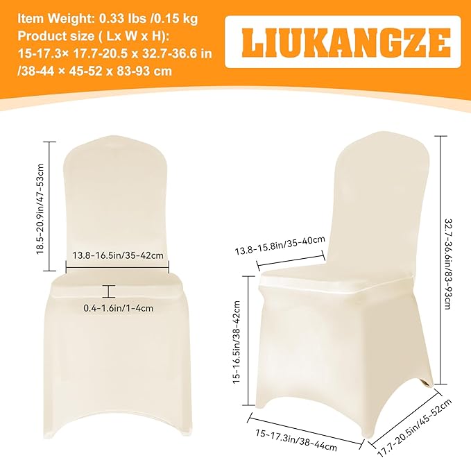 150 PCS Ivory Polyester Spandex Chair Covers - Stretch Slipcovers for Wedding, Party, Dining, Banquet - Flat-Front Chair Covers