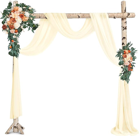 Wedding Arch Draping Fabric,1 Panel 28" x18ft Beige Wedding Arch Drapes for Ceremony Sheer Chiffon Fabric Drapes Arbor Drapery Decorations for Reception Party
