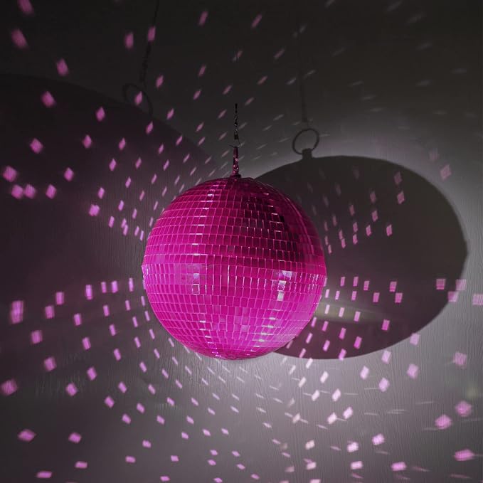 8 Inch Pink Disco Ball, Mirror Ball for Disco Parties, DJ Stage, Wedding, Home Decor