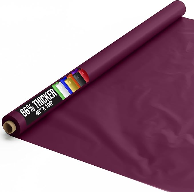 Party Solids 66% Thicker Premium Plum Plastic Table Cover Roll 40" X 100' Table Cloth Plastic Cover Roll Quality Thick Banquet Rolls Disposable Tablecloth Rolls Strong American Based Company