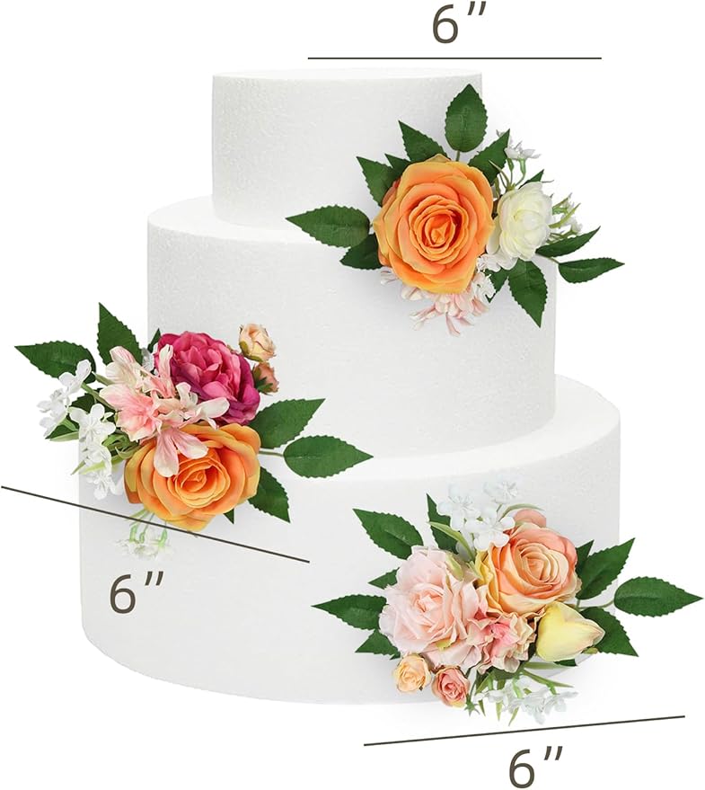 Rinlong 3Pcs Pre-made Cake Flowers Pink Coral Cake Decorations Wedding Cake Decorating Flowers Decor Girls Women Birthday Party Artificial Flowers Cake Toppers