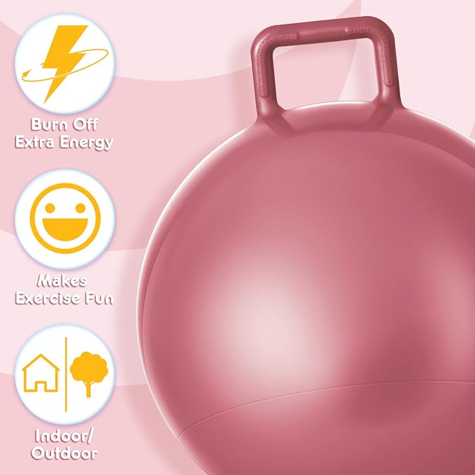 Lewtemi 6 Pcs Hopper Ball for Adults 32 Inch Jumping Hopping Inflatable Bouncing Ball with Handle and Air Pump for Indoor Outdoor Games Sport Exercise Fun Easter Basket Stuffers Gifts (Boho Color)