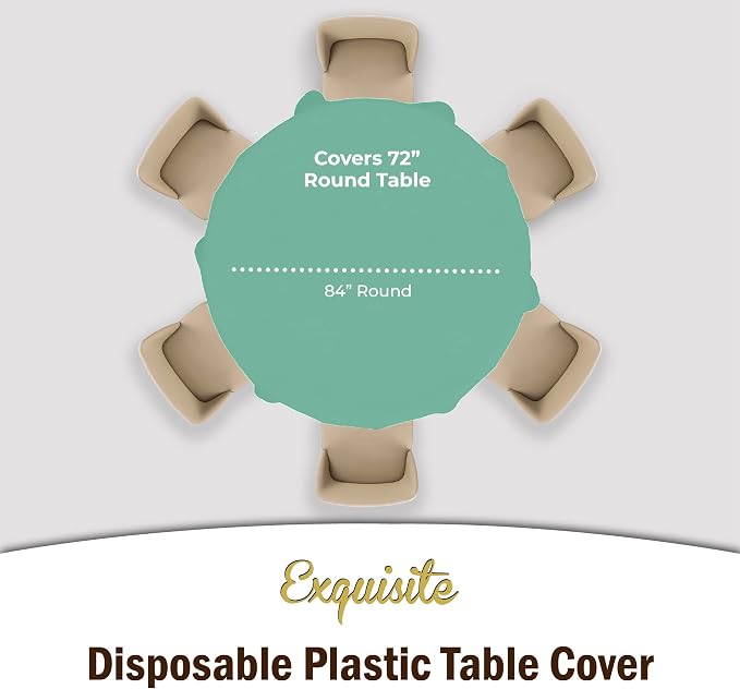 Exquisite Mint Round Tablecloths Plastic Table Cloth Disposable 48 Pack 84" Inch Round Table Cloth Disposable Mint Tablecloths Plastic Tablecloth Indoor/Outdoor Tablecloth Party Supplies