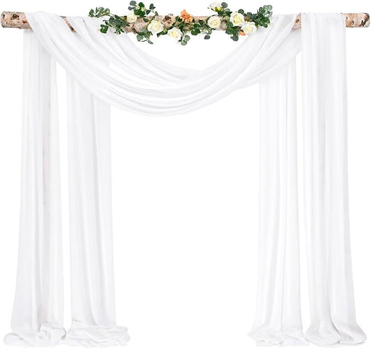 Wedding Arch Draping Fabric,1 Panel 28" x20ft Cream White Wedding Arch Drapes for Ceremony Chiffon Fabric Drapes Arbor Drapery Wedding Arch Decorations for Reception Sheer Backdrop Curtains for Party