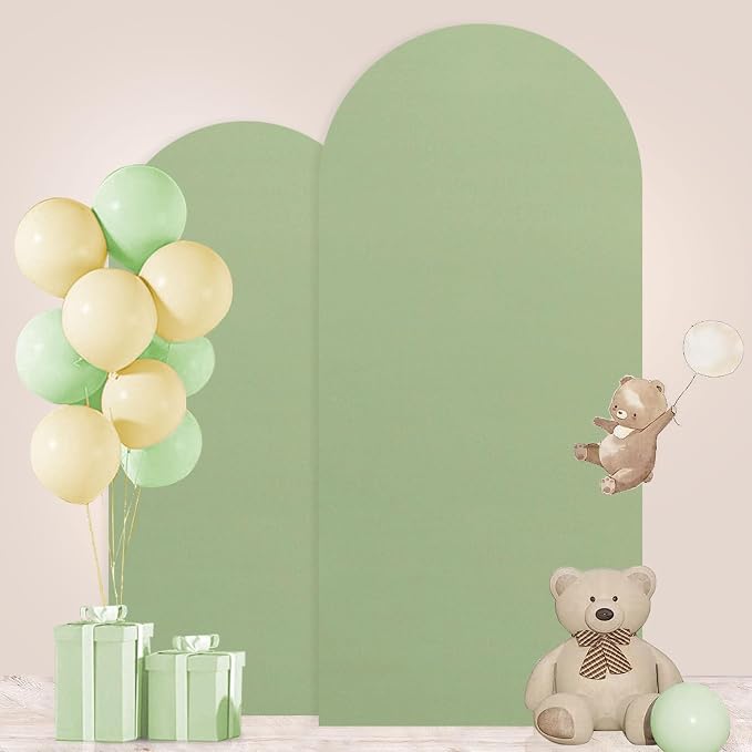 FUHSY Wedding Arch Cover Spandex Fitted Sage Green 6FT, 7.2FT Arch Backdrop Set of 2 Arch Covers Chiara Backdrop Stands Cover for Parties Wedding Arched Frame Cover for Birthday Bachelorette
