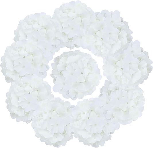 AVIVIHO 10pcs Fake Flowers for Vase,White Flowers Hydrangea Artificial Flowers Bulk Realistic Ivory Silk Flowers with Stems for Spring Home Table,Wedding Decor,Baby Shower,Centerpieces Decor