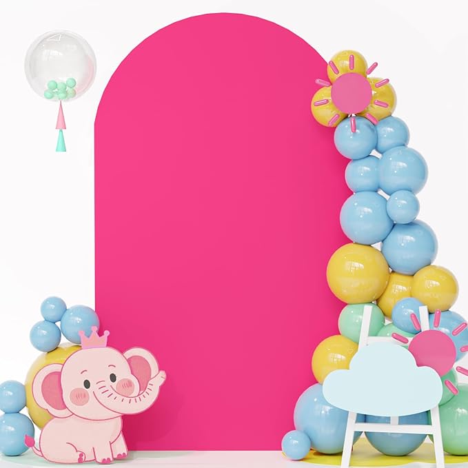 FOTSHARER Arch Cover 6FT Hot Pink Wedding Arch Cover Spandex Fitted Arch Backdrop Cover for Arch Stand Chiara Arch Covers Stretchy Backdrop Fitting Arch Fabric Cover for Gender Reveal Party Decoration