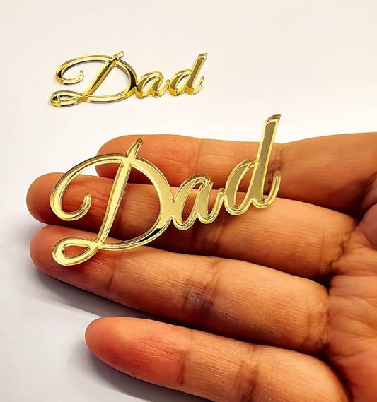 35pcs of Dad/Daddy Gold Cake Charm,Father's Day Cake Toppers,Mirror Acrylic Cupcake Topper for Happy Birthday Father's day Cake Party Decoration (2'')