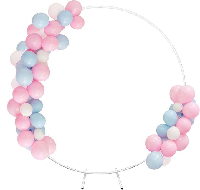 Round Backdrop Stand Circle Arch, 6.5ft White Metal Balloon Arch Kit for Party Decoration Wedding Arch Flower Ring Stand