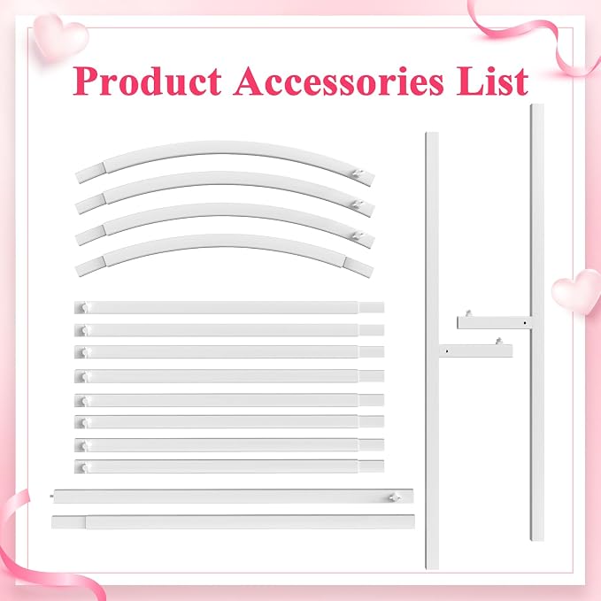 Wokceer Wedding Arch Backdrop Stand, 6 FT Square White Metal Arch Backdrop Stand for Wedding Ceremony Photo Booth, Outdoor Indoor Birthday Party, Garden Floral Balloon Arch Decoration