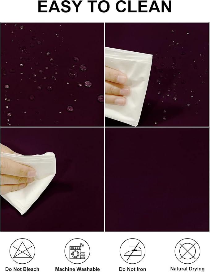 Fokitut 2 Pack Waterproof Round Tablecloth, 108 Inch, Stain Resistant and Wrinkle Polyester Table Cloth, Fabric Table Cover for Kitchen Dining, Wedding, Party, Holiday Dinner-Eggplant