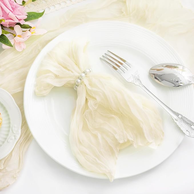 Beige 60 Pack Cheesecloth Napkins Washable 21x21 Inches Beige Cloth Napkins Set of 60 Dinner Table Napkins for Wedding Summer Bridal Baby Shower Rustic Boho Cotton Gauze Party Table Decor