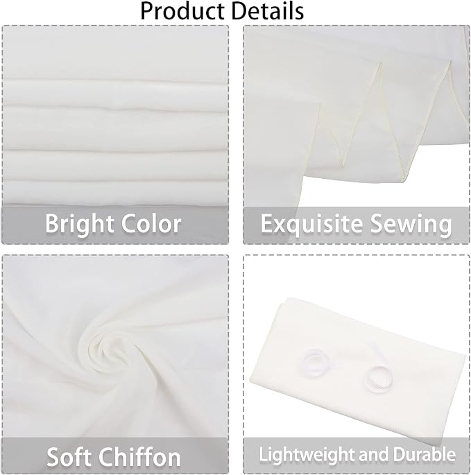 Fivenl 12 Packs White 10Ft Chiffon Table Runner 27x120 Inches Sheer Chiffon Table Runner Romantic Boho Rustic Wedding Table Runner for Wedding Birthday Party Decor Bridal Baby Shower Table Decoration