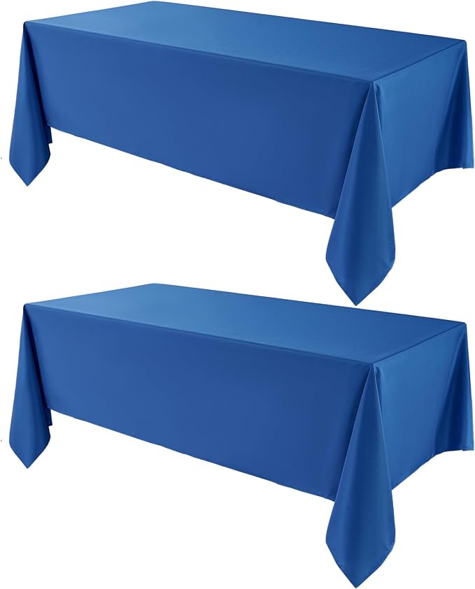 VidaFete Tablecloth 2 Pack 90*132inch Rectangle Table Cloth Polyester, Stain Wrinkle Resistant Polyester Dining Table Cover for Kitchen Dinning Party Wedding Rectangular Buffet Decoration(Royal Blue)