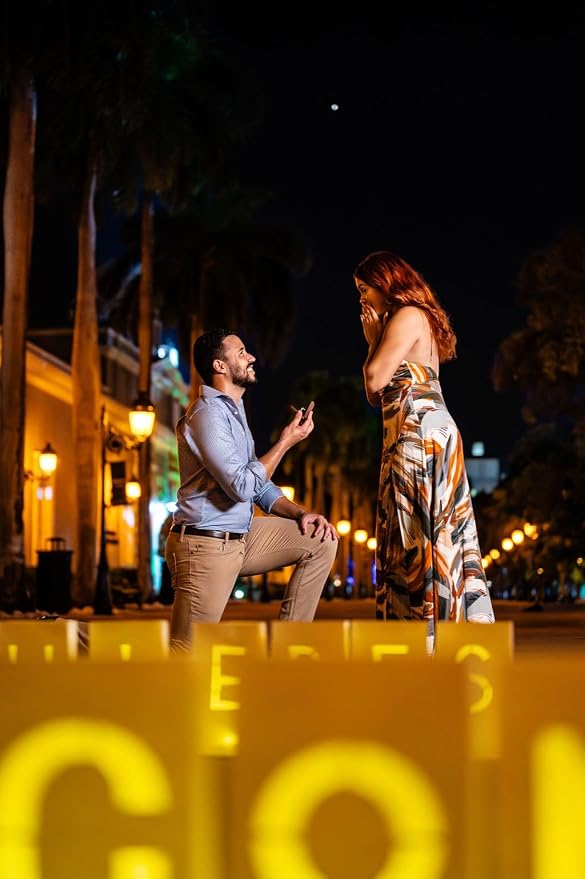 WYMM “QUIERES CASARTE CONMIGO?” Marry Me Light Up Letters in Spanish Will You Marry Me Sign Romantic Proposal Decorations with Tea Lights Candles and Rose Petals
