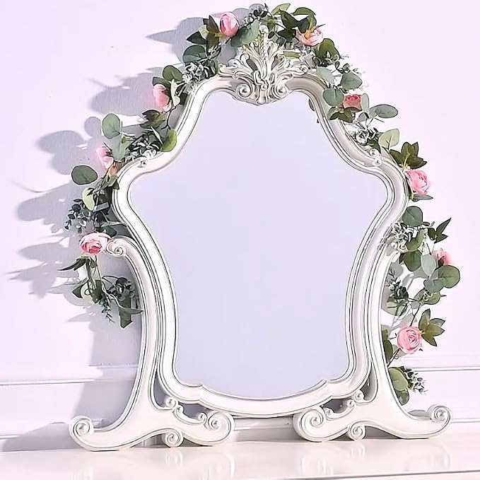 PONKING Flower Garland Artificial Rose Vine Flowers Hanging Fake Roses Vines for Wedding Birthday Party Valentines Christmas Room Wall Arch Decor, 2 Pink Floral Garland Decorations