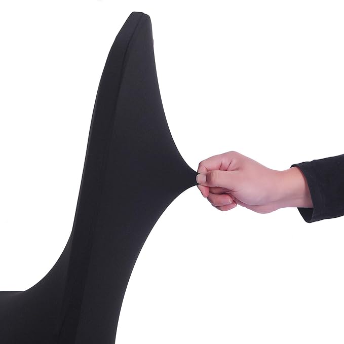 Peomeise 12pcs Stretch Spandex Chair Cover for Wedding Party Dining Banquet Event (Black, 12)