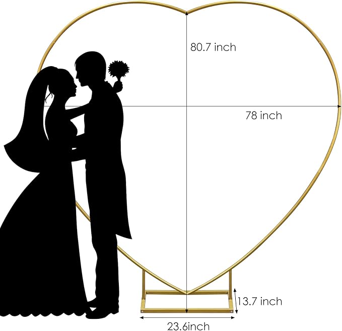 Metal Balloon Arch Kit, Love Balloon Column Arch Frame, Wedding Heart Arch Stand – Supplies for Wedding, Bridal, Valentine's Day, Engagement and Birthday Party(White) (6.7 FT Gold Heart Shape)