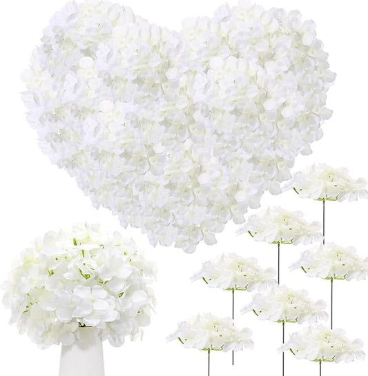 Zeyune 150 Pcs Artificial Hydrangea Flowers Bulk, White Silk Hydrangea Heads with Stems for Wedding Centerpieces Bouquets DIY Floral Arrangements Table Decor Party Home Decorations