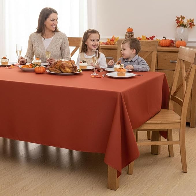 Fitable 8 Pack Rectangle Tablecloths: Stain Resistant Wrinkle Free Table Clothes, Washable Reusable Polyester Table Covers for Wedding Party Birthday Banquet Reception(Rust, 70x108 Inch)