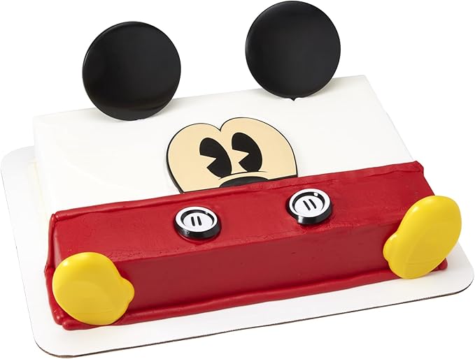 DecoSet® Disney Mickey Mouse Cake Topper, 7-Piece Topper Set with Ears, Eyes, Buttons and Shoes, Made of Food-Safe Plastic