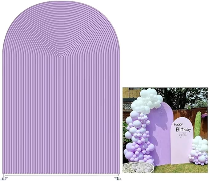 KONPON Purple Ripples Arched Frame Fabric Cover for Birthday Partied Double-Sided Stretchy Chiara Backdrops Arched Wall Stands Covers Arch Backdrop Cover 3x6.5ft