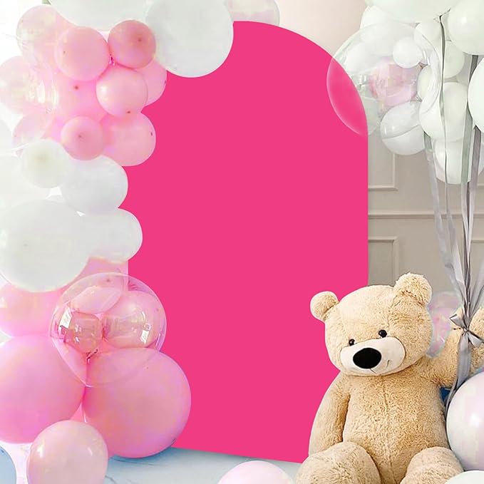 6.6ft Arch Cover Hot Pink Spandex Wedding Arch Backdrop Cover Stretch Round Top Arch Stand Cover Fuchsia Arch Covers Stretchy Backdrop Wedding Arch Wall Cover for Ceremony Reception Party