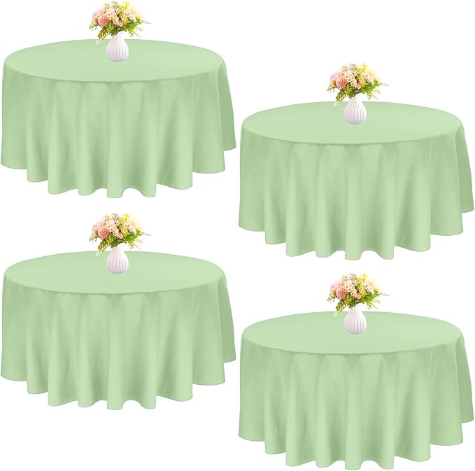 4 Pack 108 Inch Polyester Round Table Cloth Washable Fabric Table Covers for Wedding Dining Table Buffet Parties Banquet（Round）
