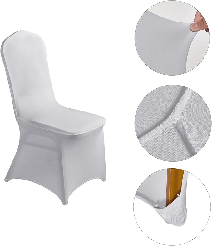 LZY 20pcs Spandex Chair Cover Stretch Slipcovers for Wedding Party, Dining Banquet Chair Decoration Covers (Silver, 20)