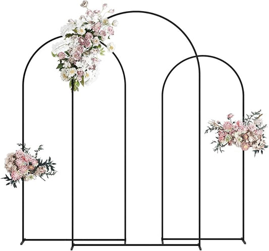 Wedding Arch, Metal Arch Backdrop Stand, Balloon Arch Stand Wedding Frame for Ceremony Decoration (Black, 7.2FT, 6.6FT, 6FT Arch Backdrop)