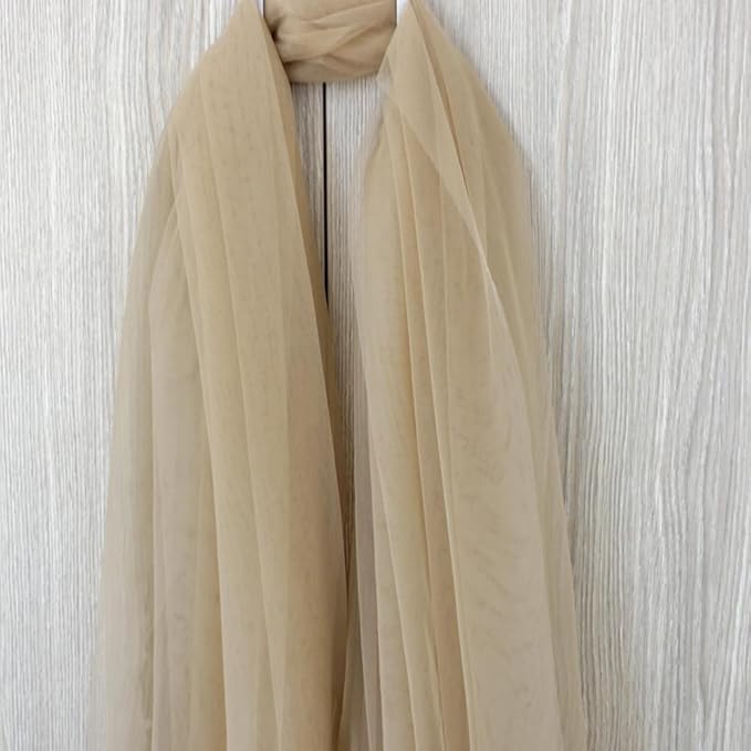Beige(Skin) Soft Tulle mesh,Good Skin Touch Fabric,Super Wide Bride viel Dress Tulle Fabrics, 2 Way Little Stretch mesh for Wedding Venues Decoration 118" *118"