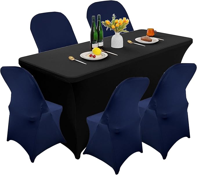 10PCS Stretch Spandex Folding Waterproof Chair Covers,Universal Fitted Chair Cover Protector for Wedding Party Banquet Holidays Celebration Decoration(Navy Blue)