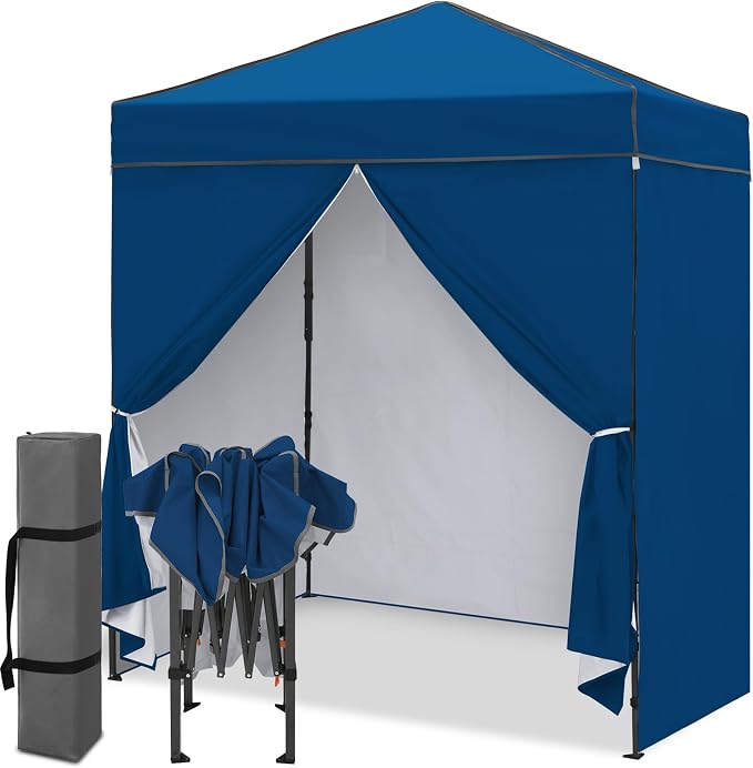 EAGLE PEAK 6x4 Instant Pop Up Canopy Tent with 4 Side Wall Panels, Straight Leg Sun Shelter, Portable Canopy with Carry Bag for Camping, Beach & Sports, Dark Blue