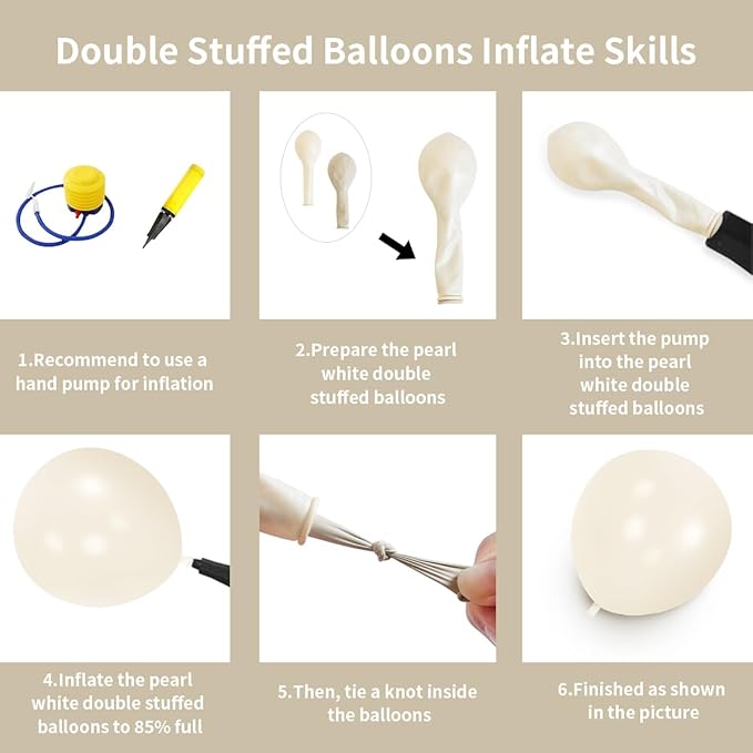 Pearl White Double Stuffed Balloons Different Size 115Pcs 5/10/12/18" White Pearl Ivory Balloons Garland kit for Wedding Birde to be Engagement Bridal Shower Birthday Baby Shower Party