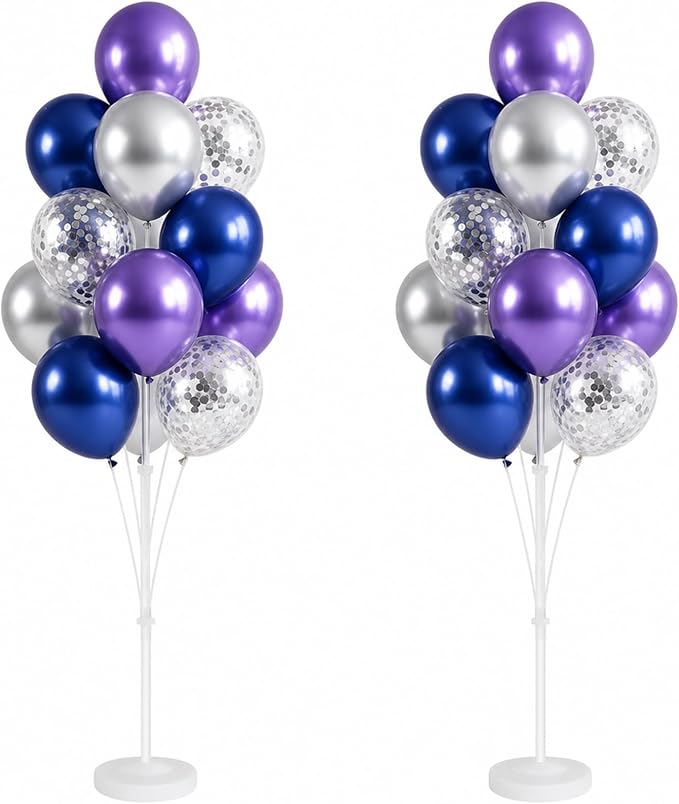 Balloon Column Stand Kit with Balloons, Base and Pole, Balloon Column Kit for Floor or Table Backdrop Decoration for Party Wedding Baby Shower Birthday Graduation (Midnight Purple Blue)
