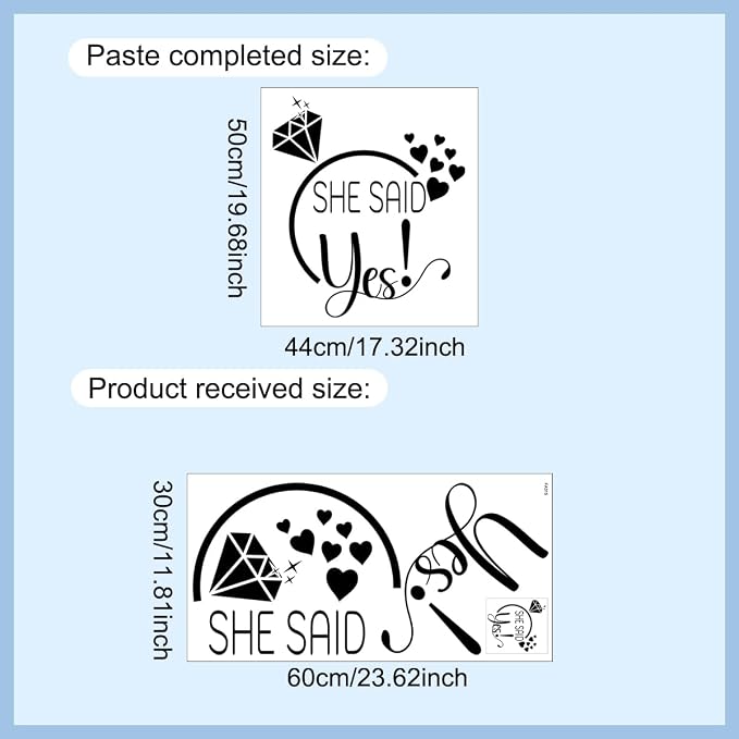 She Said Yes Engagement Party Decorations, Diamond Ring Design Decal Sign, Balloon Arch Backdrop Sticker (Black（Said yes）)