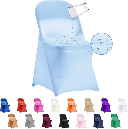 36 PCS Waterproof Stretch Spandex Folding Chair Covers, Dining Room Chair Slipcovers Protector for Wedding, Banquet, Party, Holidays, Celebration and Decoration（Blue Mist）