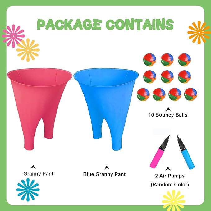 Granny Pants Yard Game,Granny Pants Outdoor Game Tossing Games with Bouncy Balls & Pump for Backyard Parties Field Day Fun Family Adults