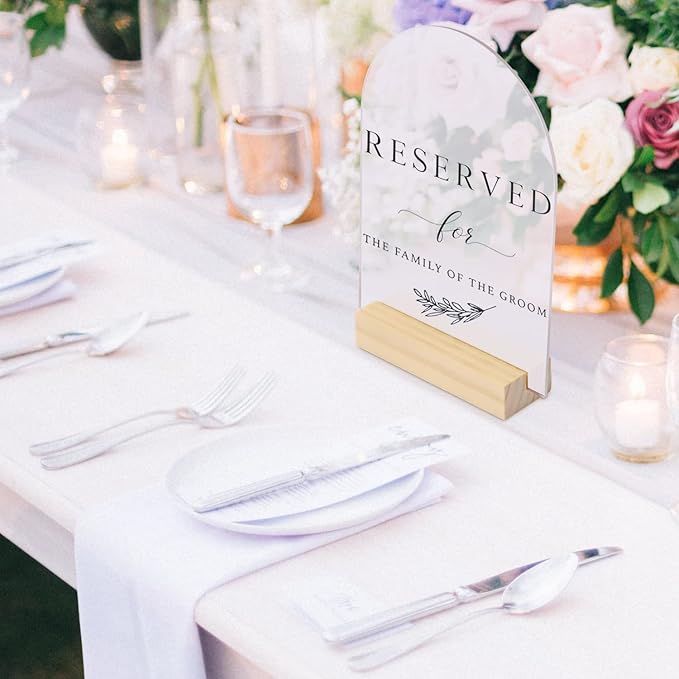20 Pack Frosted Acrylic Arch Sign with Wood Stand- 5x7 Inch Blank Arch Acrylic Sheets with 4 Inch Wood Base, DIY Frosted Arch Sign Blank for Wedding Table Numbers