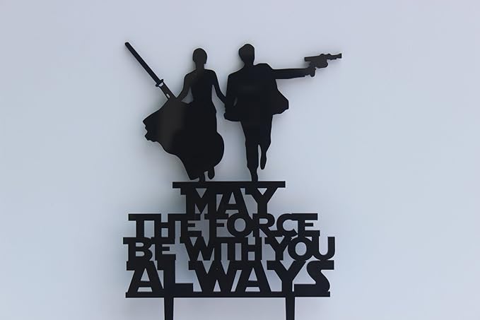 Meijiafei Wedding Cake Topper - Script May the Force with You Always for Anniversary Party Supplies