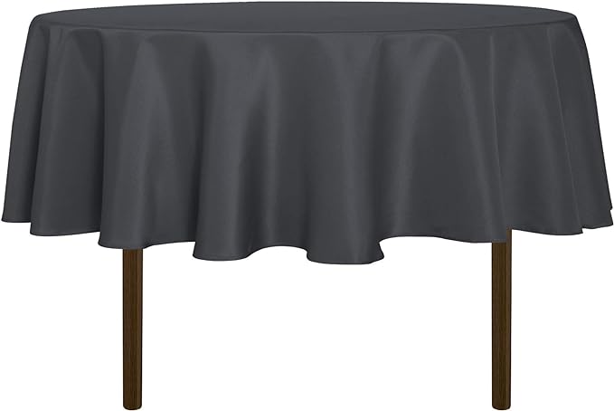 sancua Round Tablecloth - 60 Inch - Water Resistant Spill Proof Washable Polyester Table Cloth Decorative Fabric Table Cover for Dining Tables, Buffet Parties and Camping, Grey